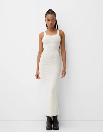 Open-knit midi dress with straps