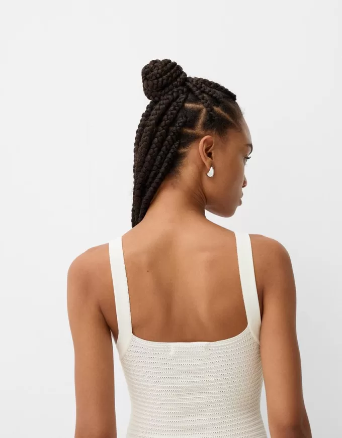 Open-knit midi dress with straps