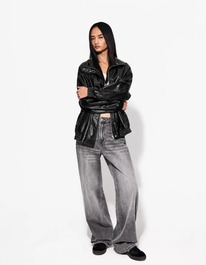 Oversize faux leather jacket