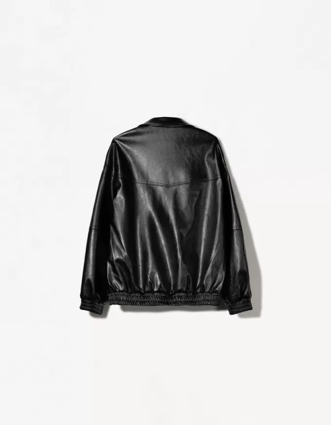 Oversize faux leather jacket
