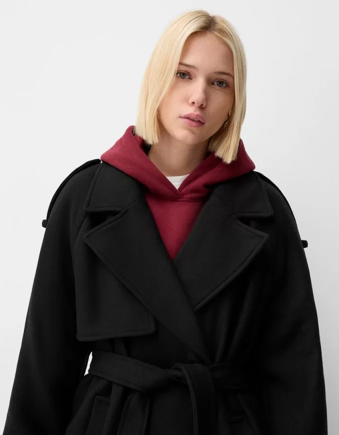 Oversize felt texture trench coat Oversize felt texture trench coat