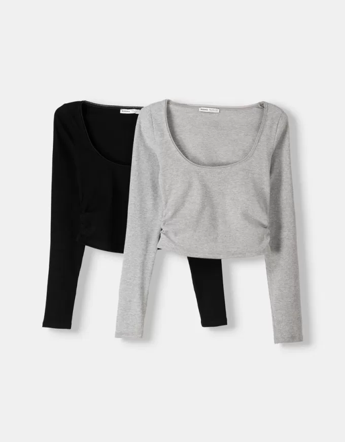Pack of 2 long sleeve scoop neck T-shirts