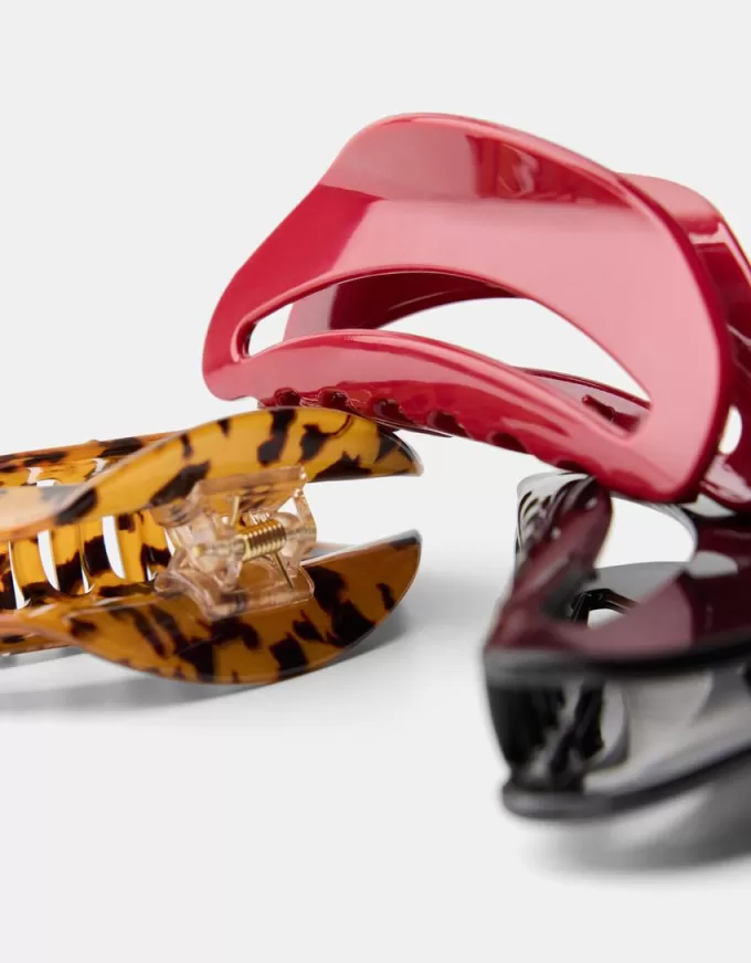 Pack of 3 tortoiseshell-effect hair clips Pack of 3 tortoiseshell-effect hair clips