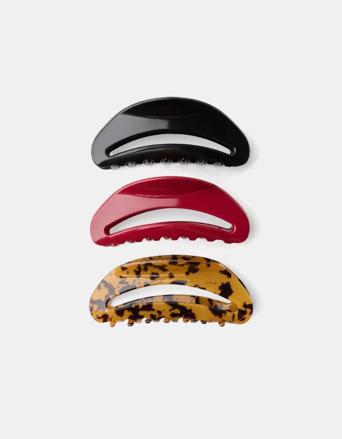 Pack of 3 tortoiseshell-effect hair clips Pack of 3 tortoiseshell-effect hair clips