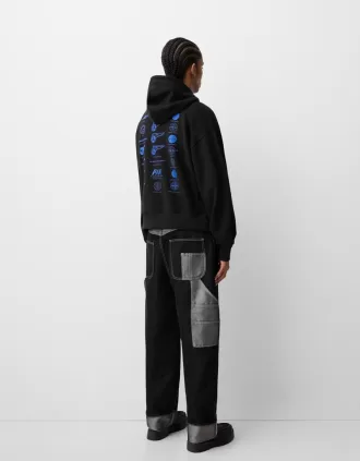 Pan Am print boxy fit hooded sweatshirt