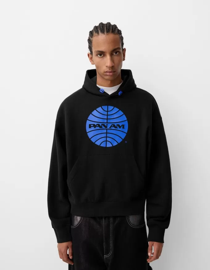 Pan Am print boxy fit hooded sweatshirt Pan Am print boxy fit hooded sweatshirt