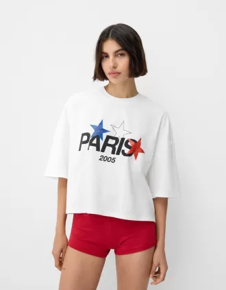 Paris short sleeve cropped T-shirt Paris short sleeve cropped T-shirt