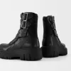 Platform ankle boots with buckles