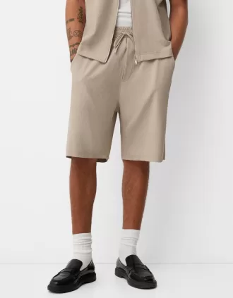 Pleated Bermuda sweat shorts