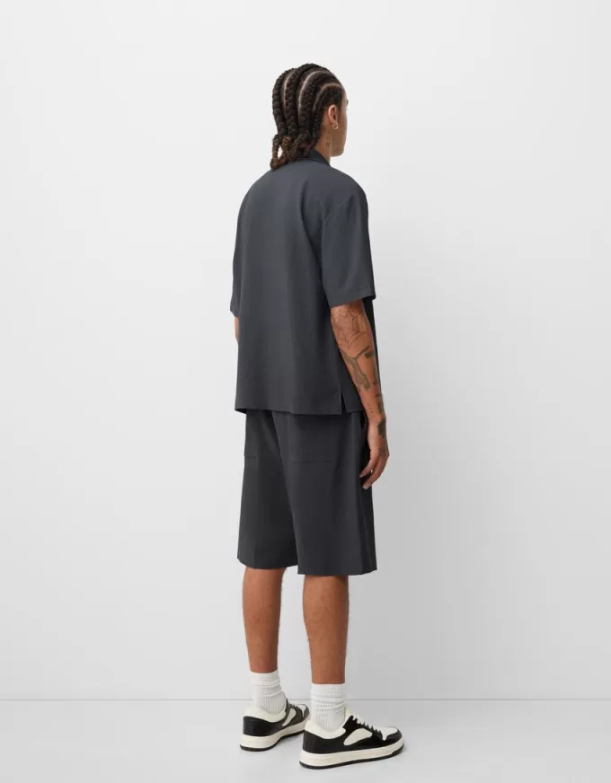 Pleated Bermuda sweat shorts