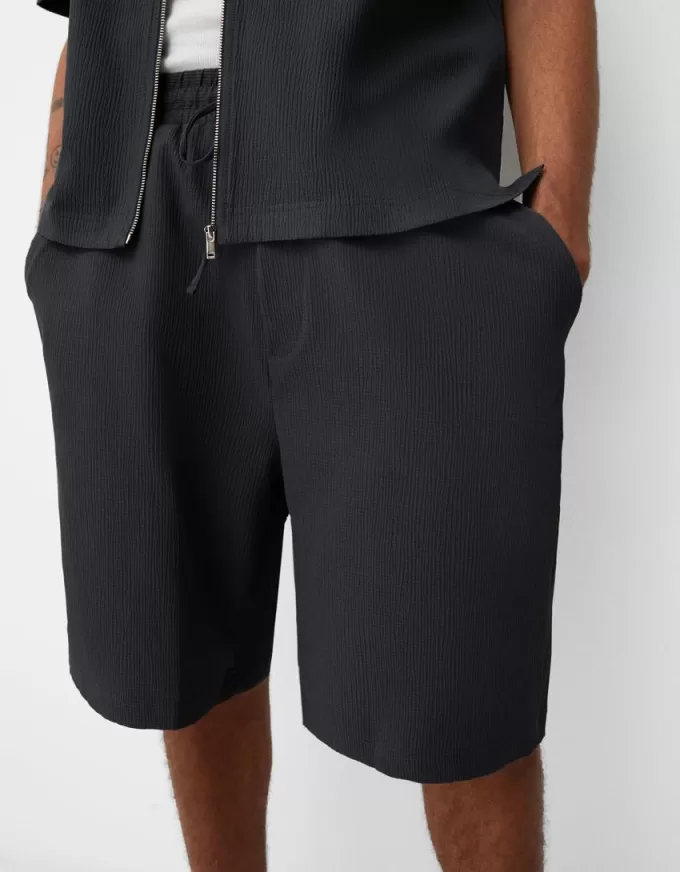 Pleated Bermuda sweat shorts