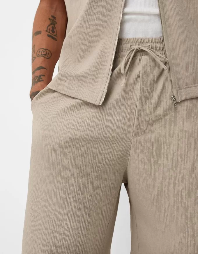 Pleated Bermuda sweat shorts