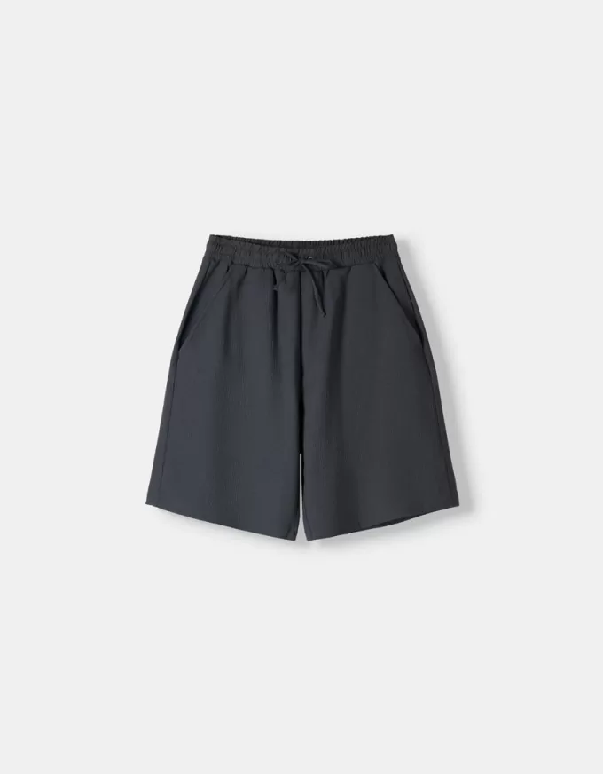 Pleated Bermuda sweat shorts