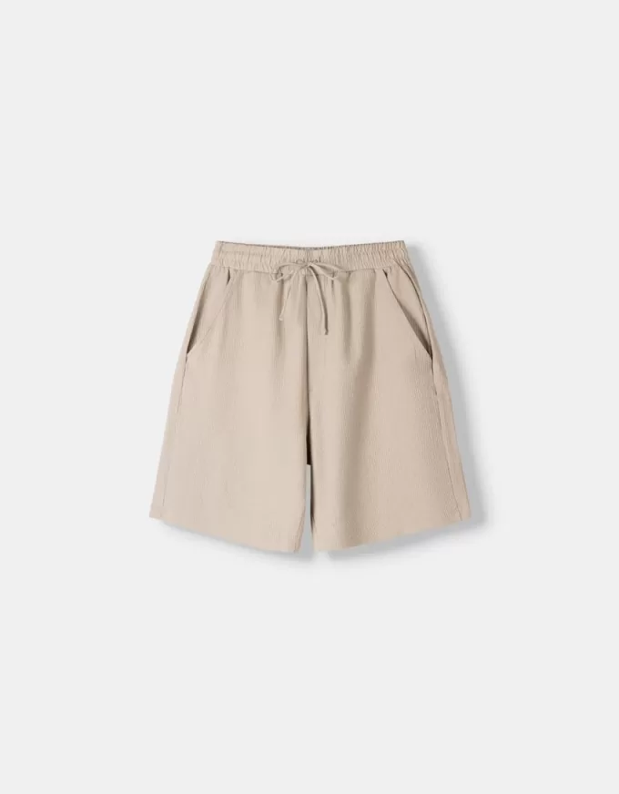 Pleated Bermuda sweat shorts