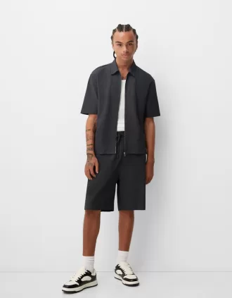 Pleated Bermuda sweat shorts