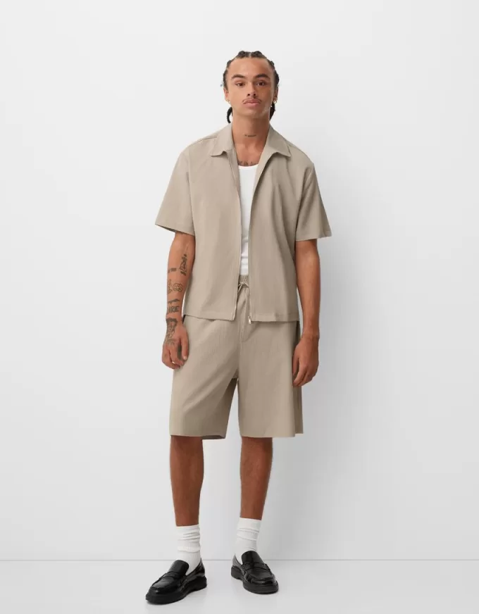 Pleated Bermuda sweat shorts