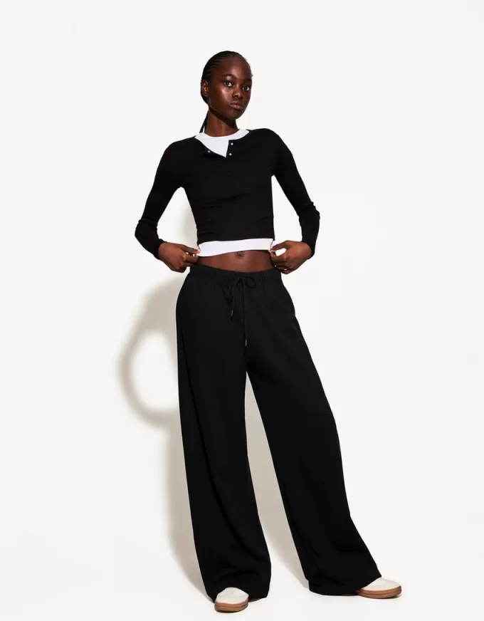 Plush pants with side seams