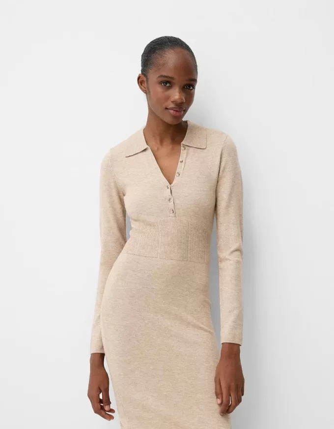 Polo collar midi dress