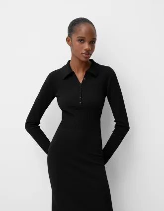 Polo collar midi dress