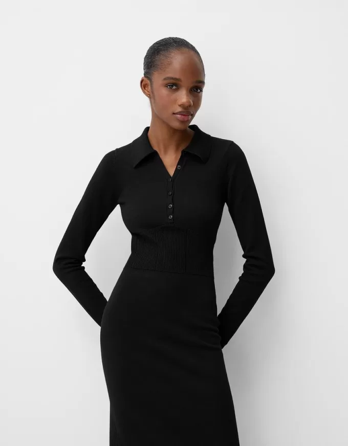 Polo collar midi dress