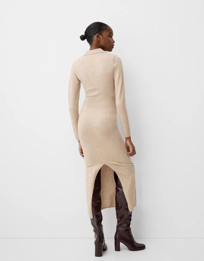 Polo collar midi dress
