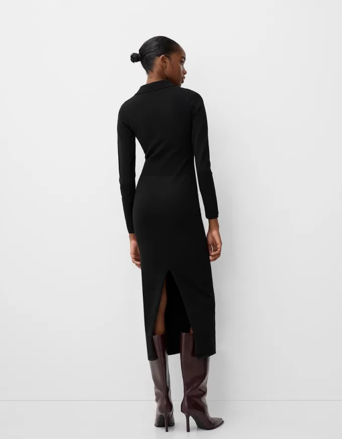 Polo collar midi dress