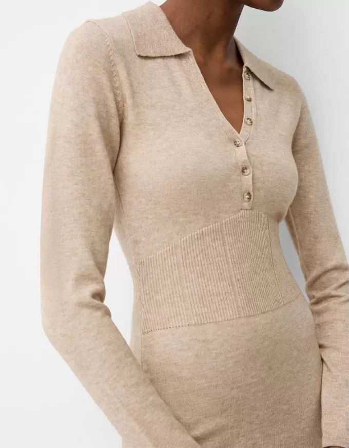 Polo collar midi dress