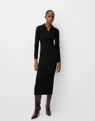 Polo collar midi dress