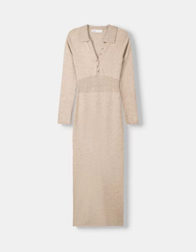 Polo collar midi dress