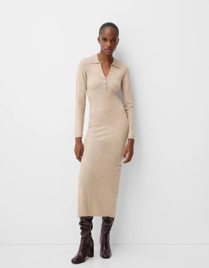 Polo collar midi dress