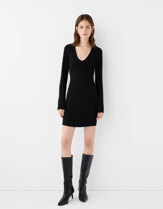 Polo collar mini dress
