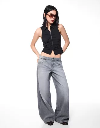 Poplin top with zipper