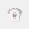 Printed T-shirt with short raglan sleeves