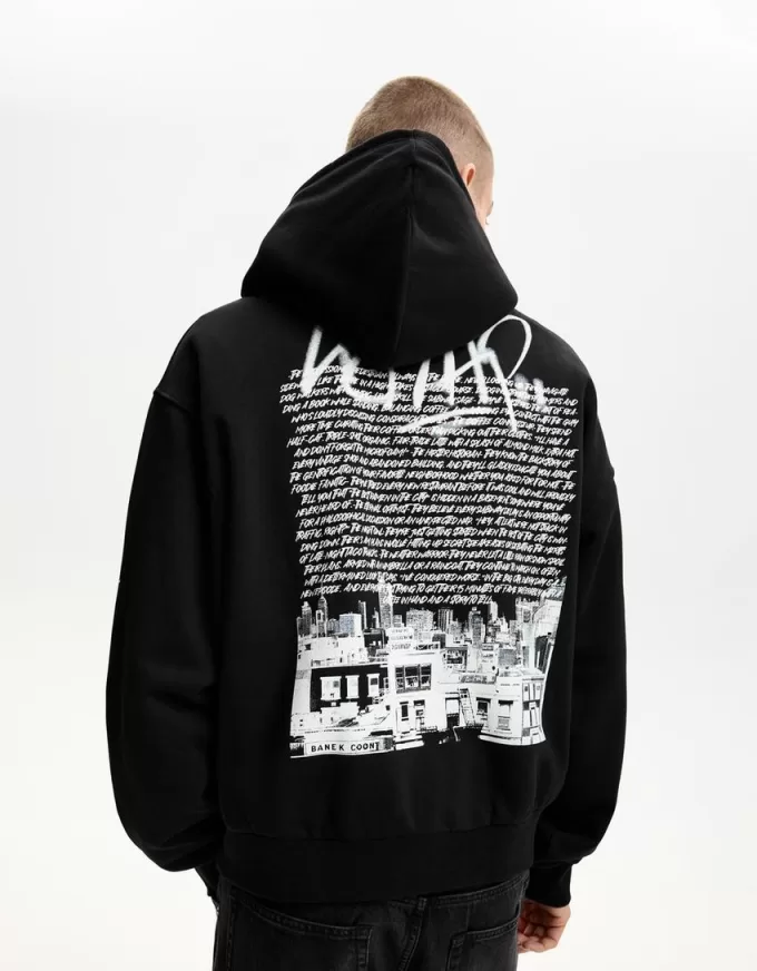 Printed boxy fit hoodie