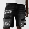 Printed denim Bermuda shorts Printed denim Bermuda shorts