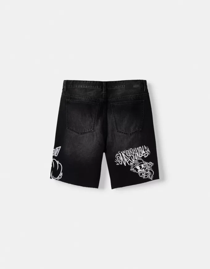 Printed denim Bermuda shorts Printed denim Bermuda shorts