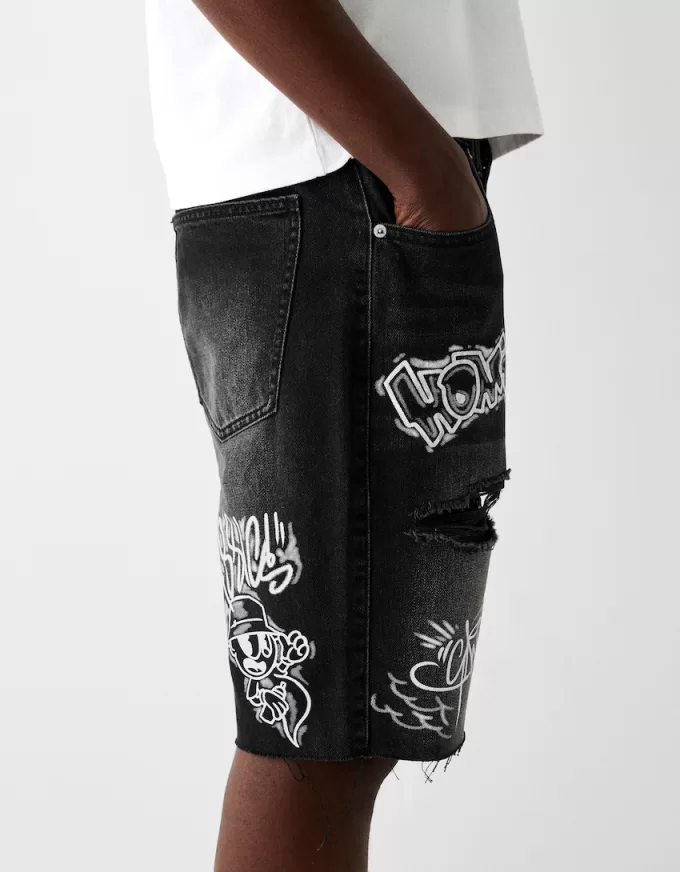 Printed denim Bermuda shorts Printed denim Bermuda shorts