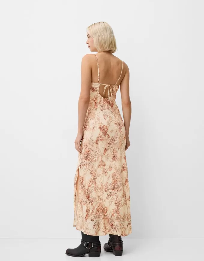 Printed midi dress with straps