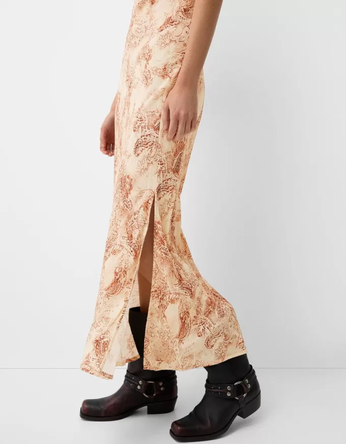 Printed midi dress with straps