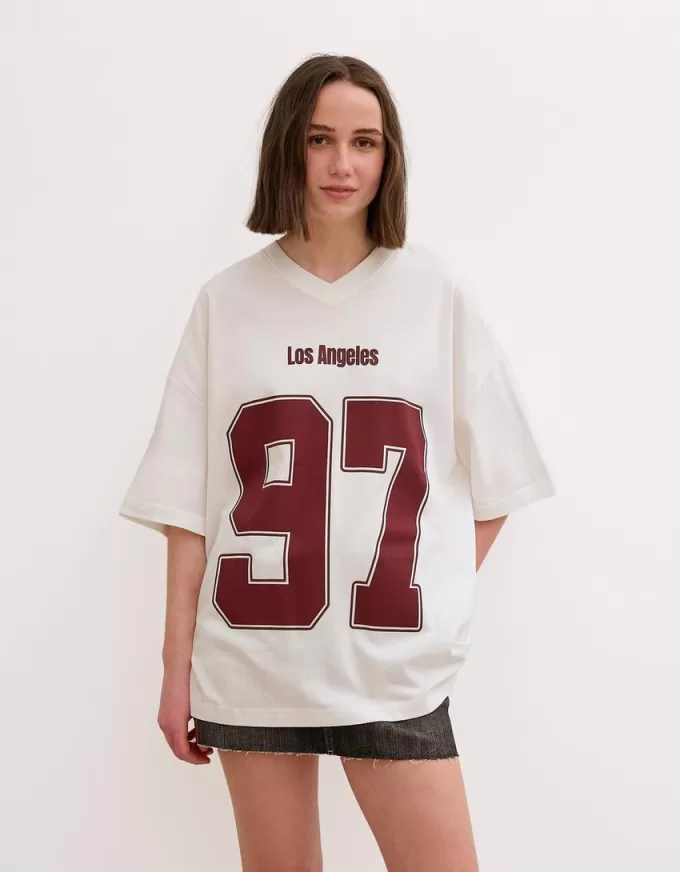 Printed short sleeve V-neck T-shirt Printed short sleeve V-neck T-shirt