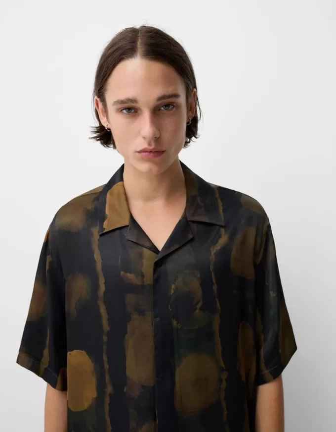 Printed short sleeve boxy fit shirt