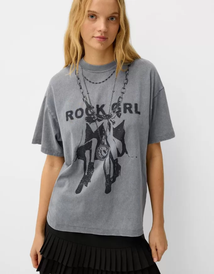 Printed short sleeve oversize T-shirt