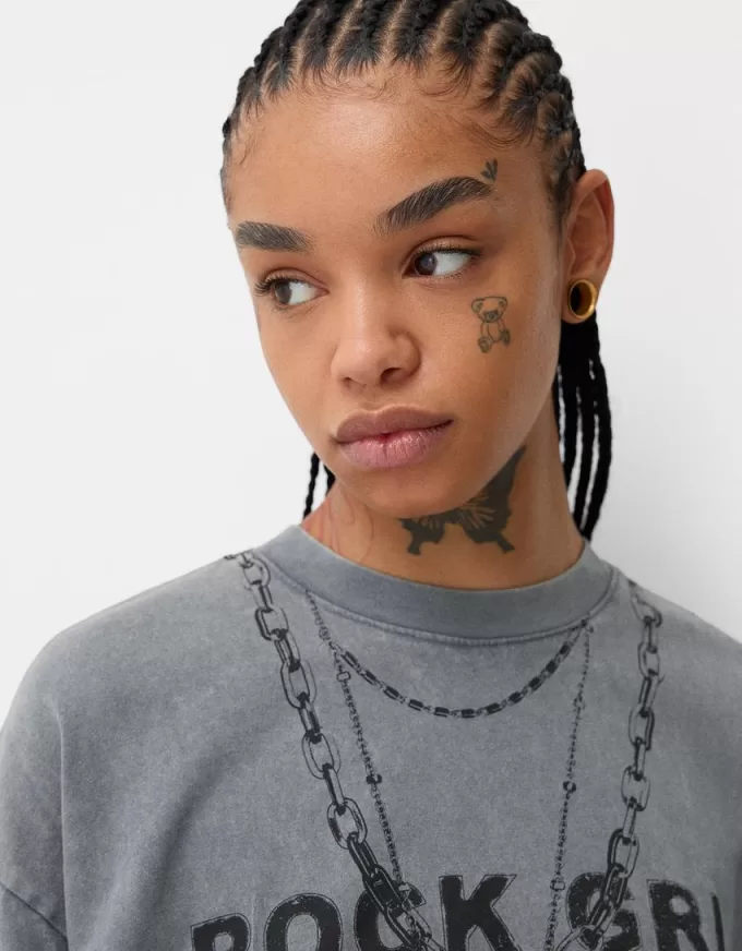 Printed short sleeve oversize T-shirt