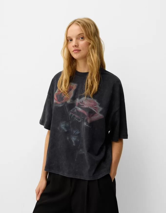 Printed short sleeve oversize T-shirt