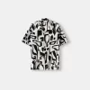 Printed short sleeve pleated shirt Printed short sleeve pleated shirt