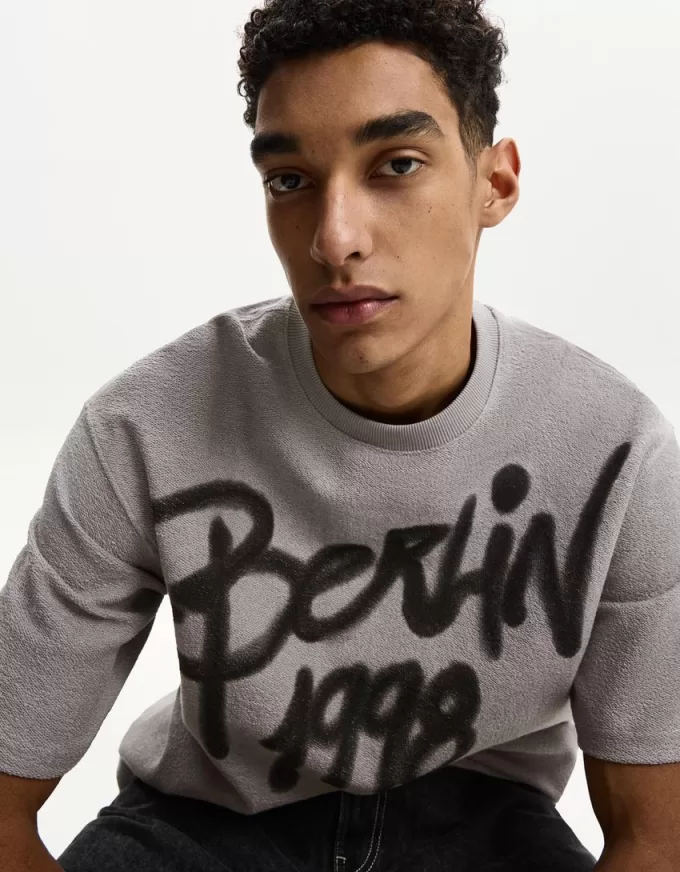 Printed short sleeve plush T-shirt