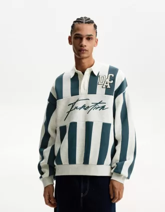 Printed sweatshirt with polo collar