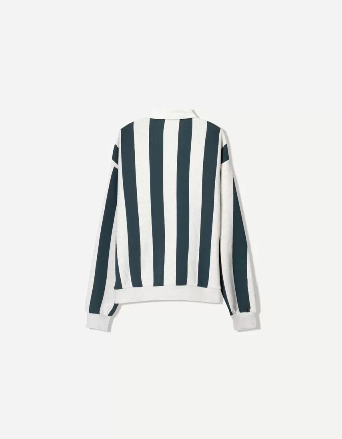 Printed sweatshirt with polo collar