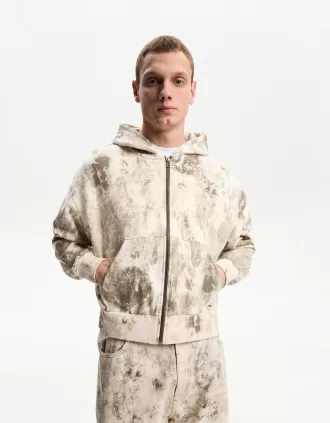 Printed sweatshirt with zipper