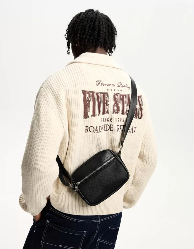 Printed technical crossbody bag